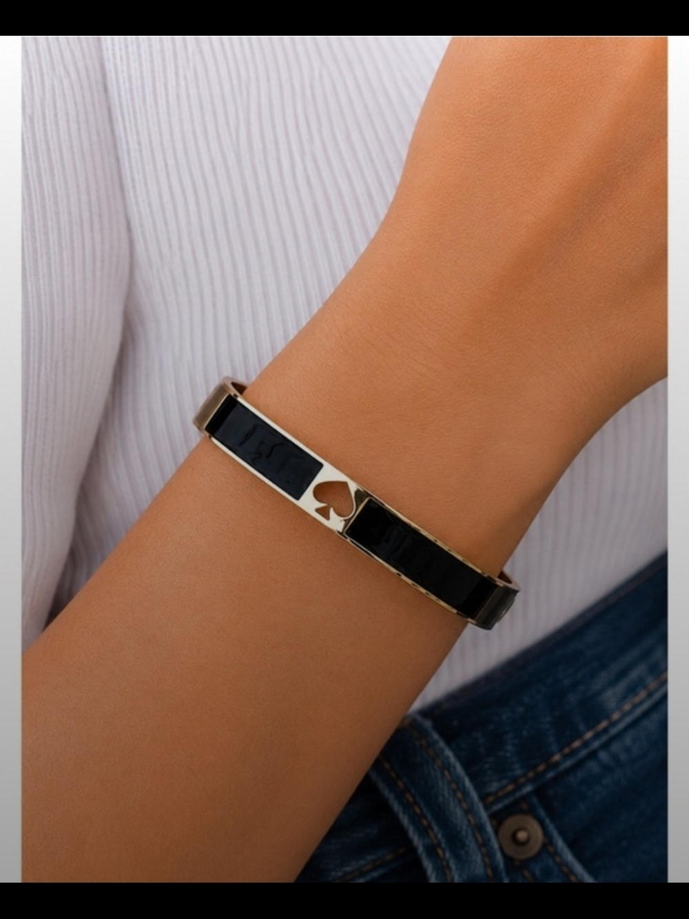 Kate Spade Black & Gold Enamel Hinge Bangle